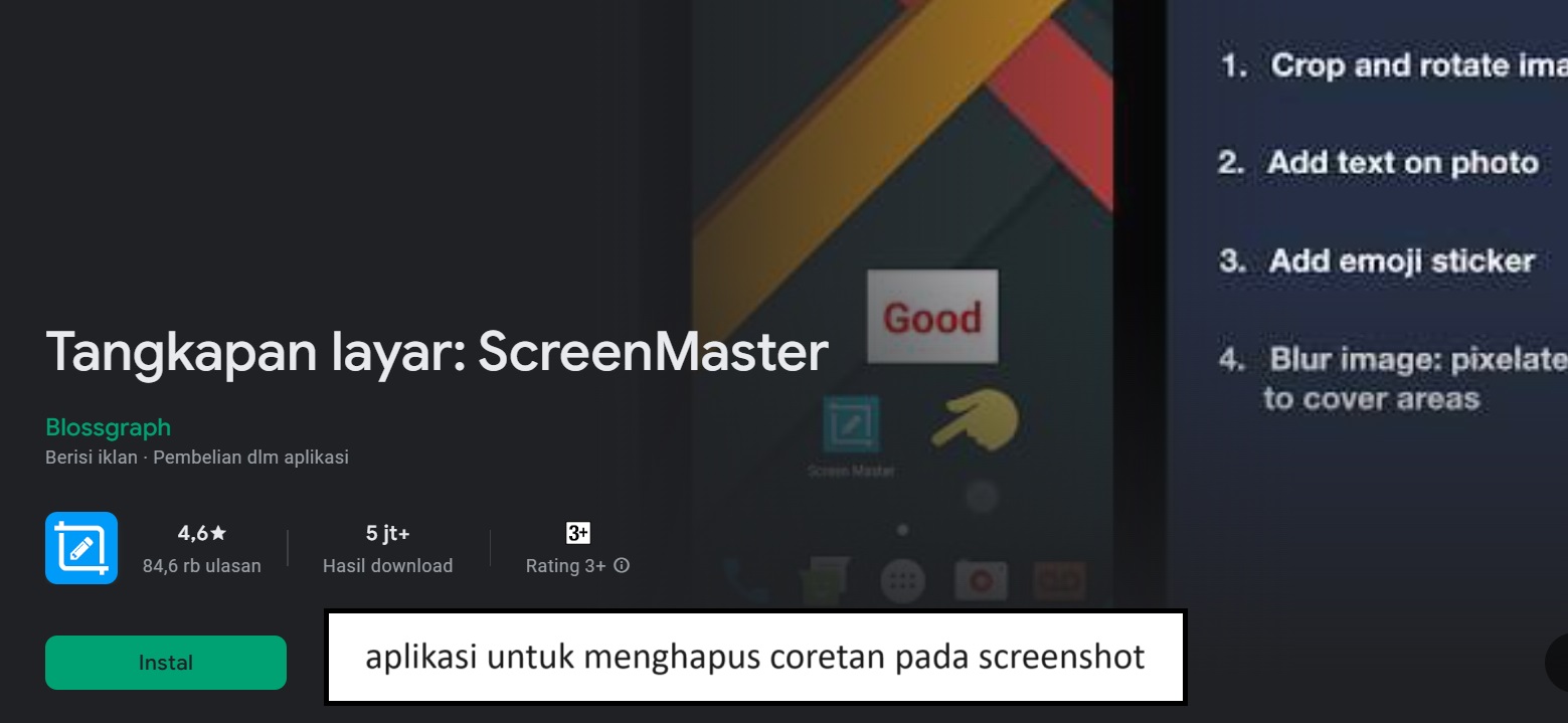 aplikasi untuk menghapus coretan pada screenshot