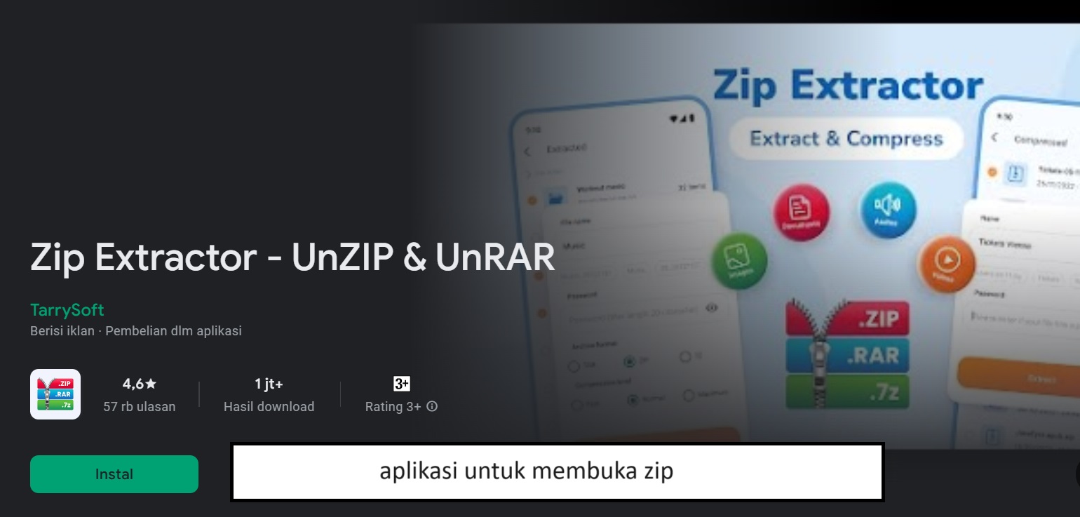 aplikasi untuk membuka zip