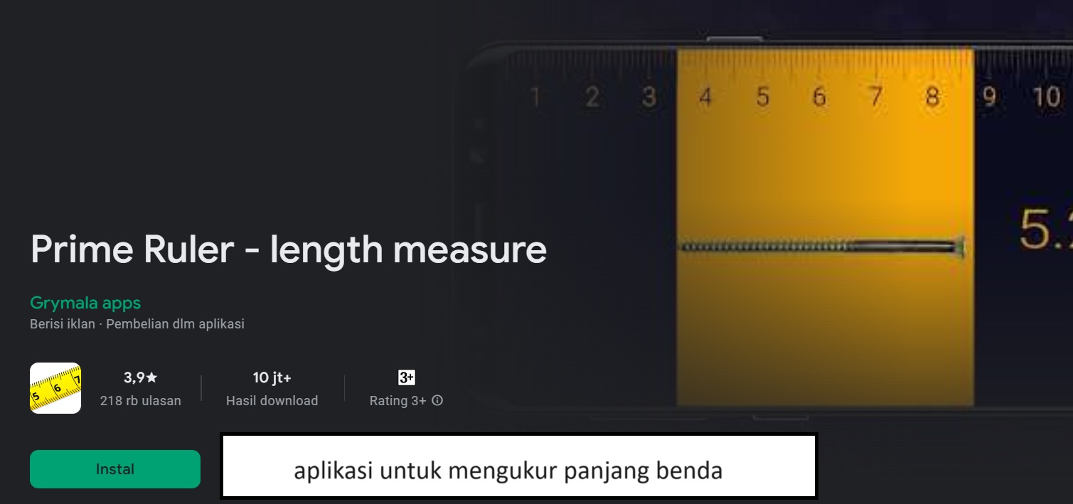plikasi untuk mengukur panjang benda