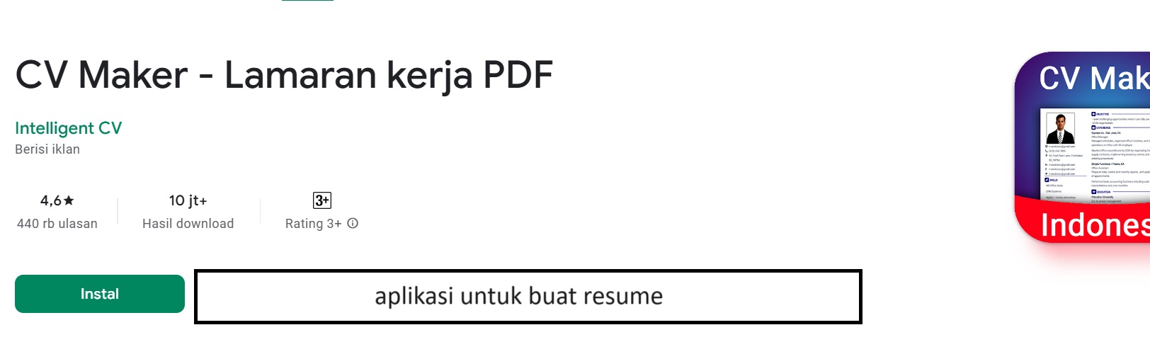 aplikasi untuk buat resume