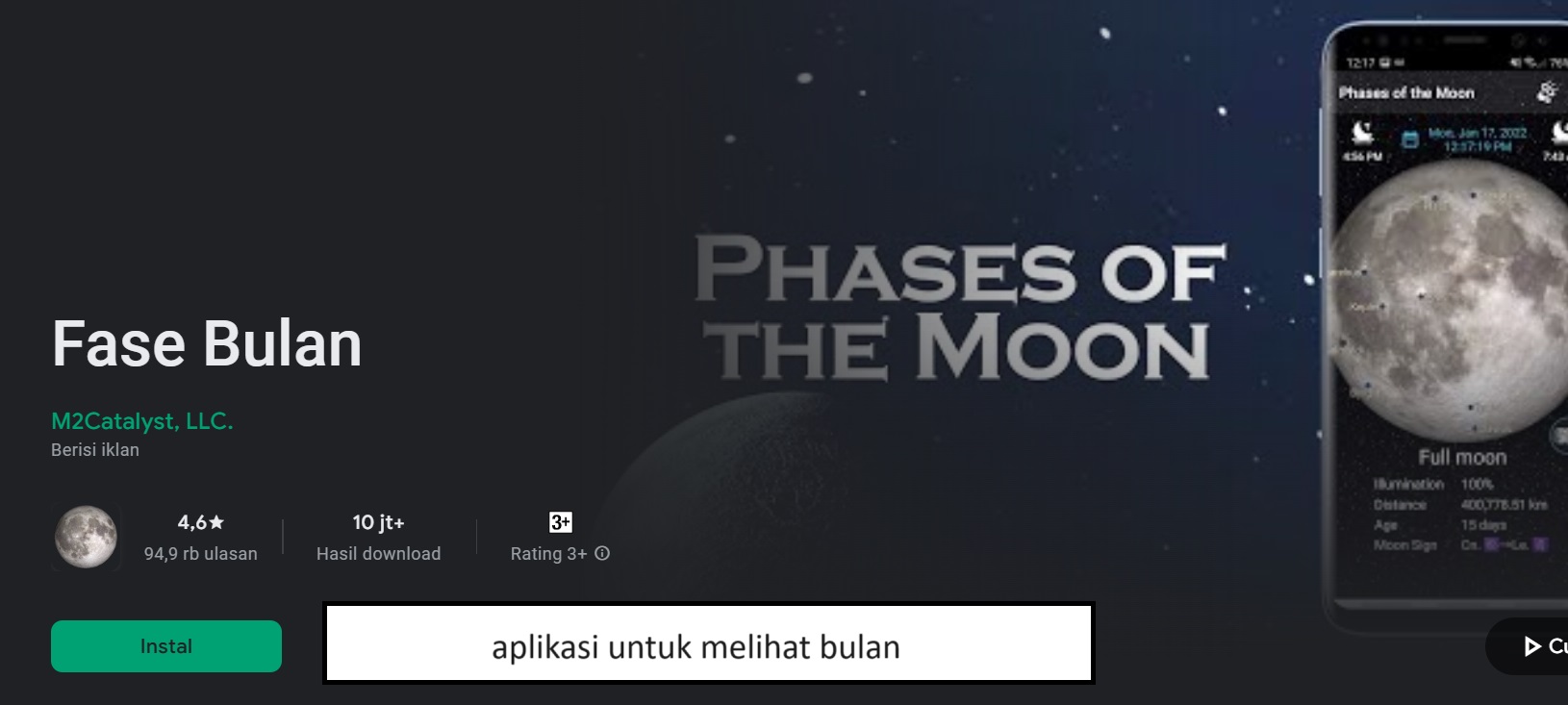 aplikasi untuk melihat bulan