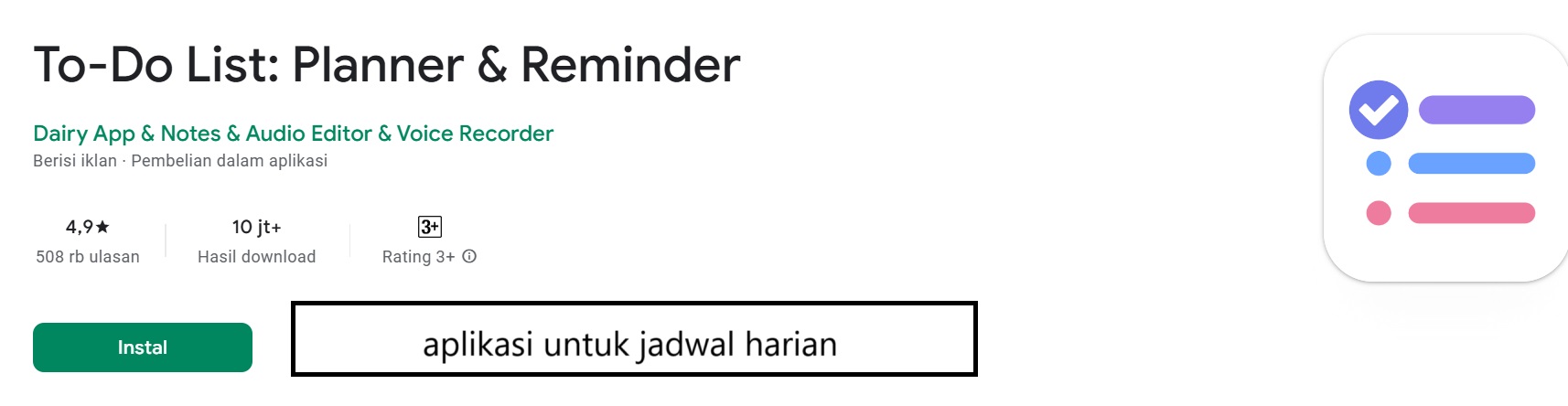 aplikasi untuk jadwal harian