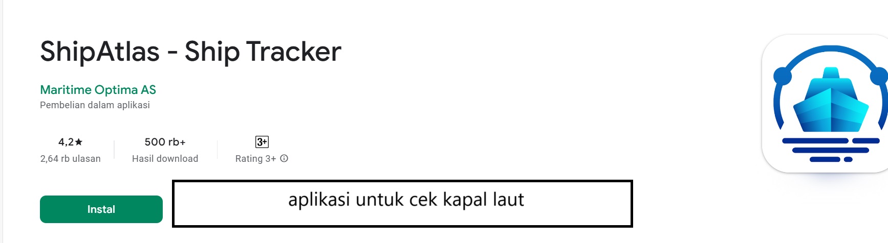 aplikasi untuk cek kapal laut