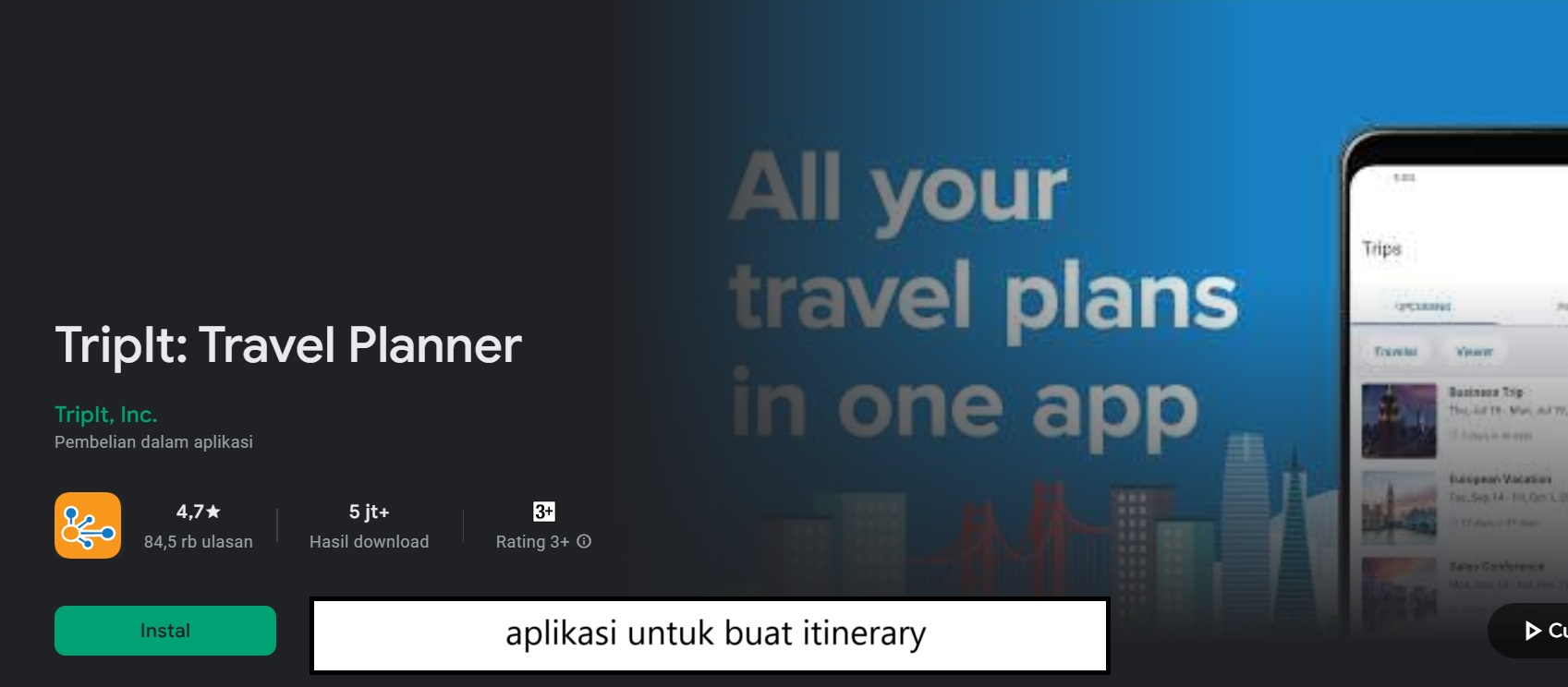 aplikasi untuk buat itinerary