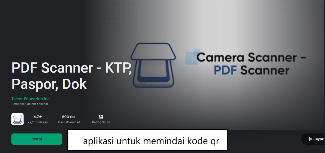 aplikasi untuk memindai kode qr