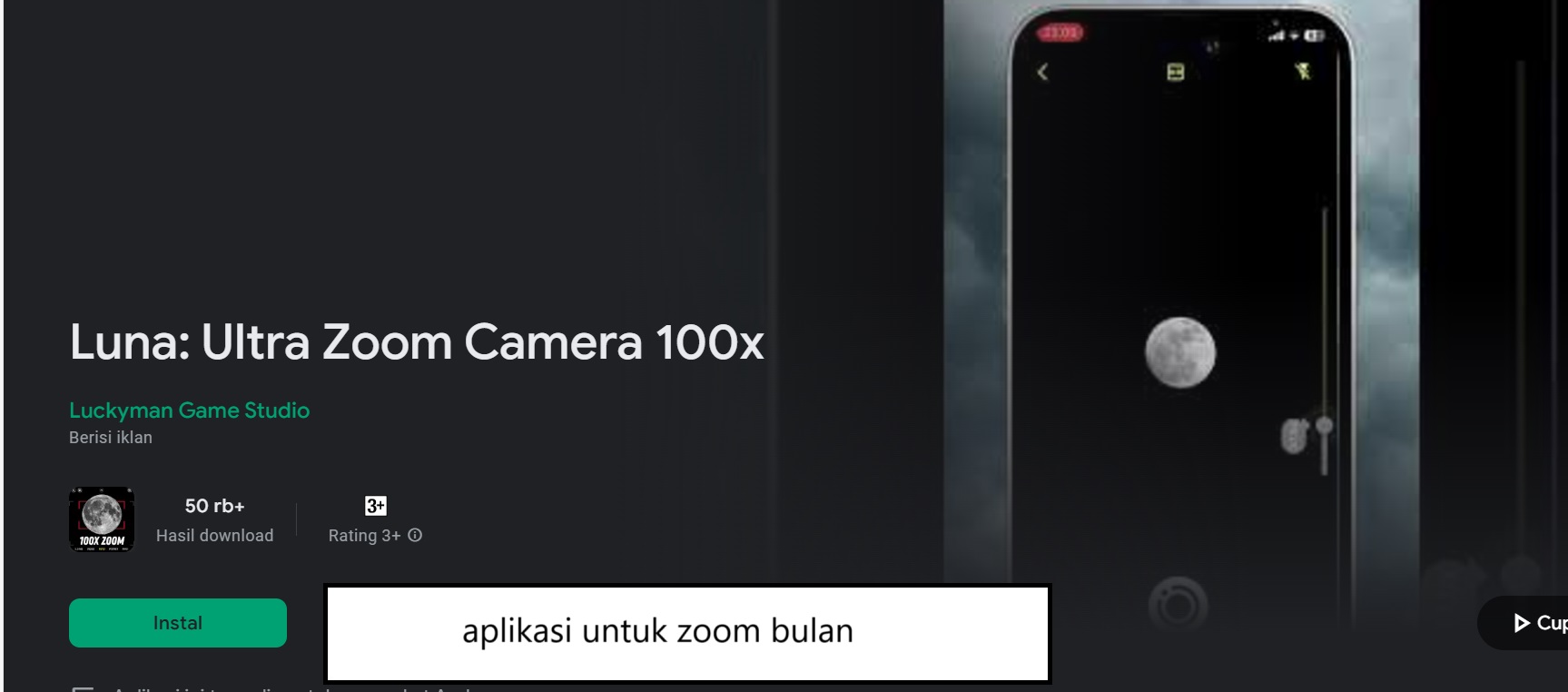Aplikasi untuk zoom bulan