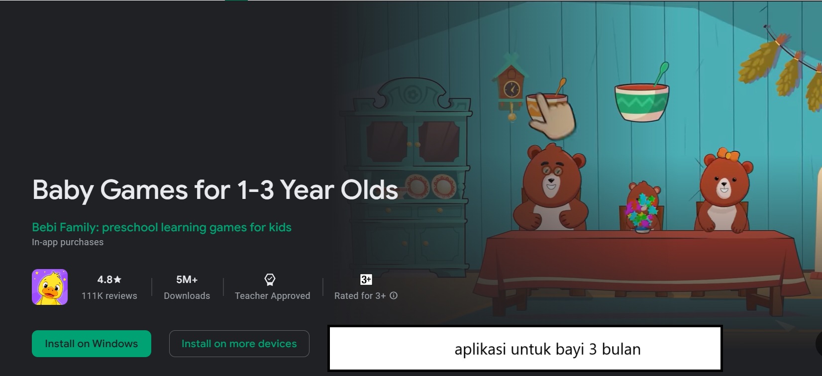 aplikasi untuk bayi 3 bulan
