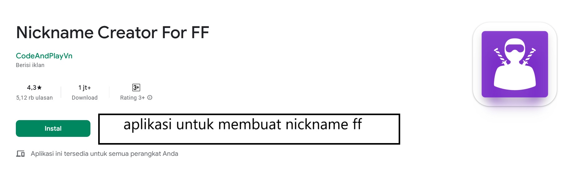aplikasi untuk membuat nickname ff