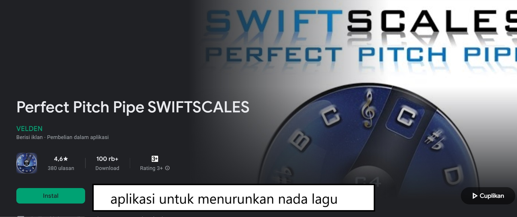 aplikasi untuk menurunkan nada lagu