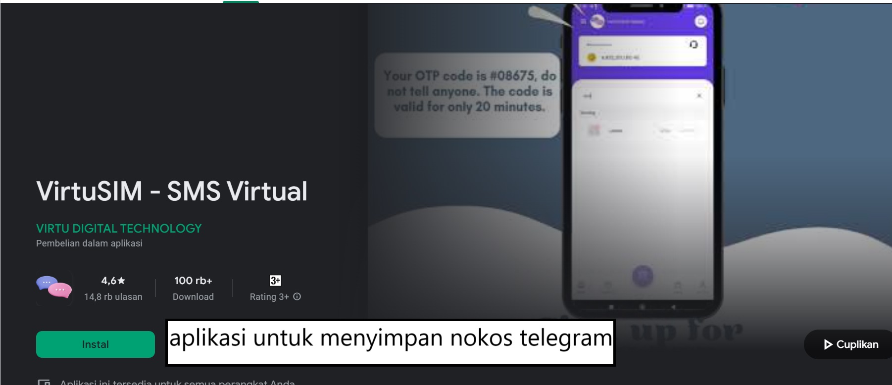 aplikasi untuk menyimpan nokos telegram